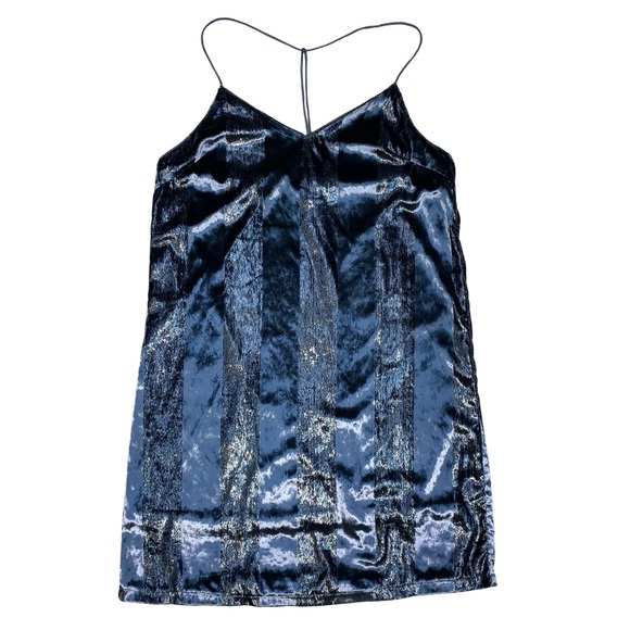 Lumiere Urban Outfitters Crushed Velvet Metallic Mini Dress Striped Party Flirty - Picture 1 of 13
